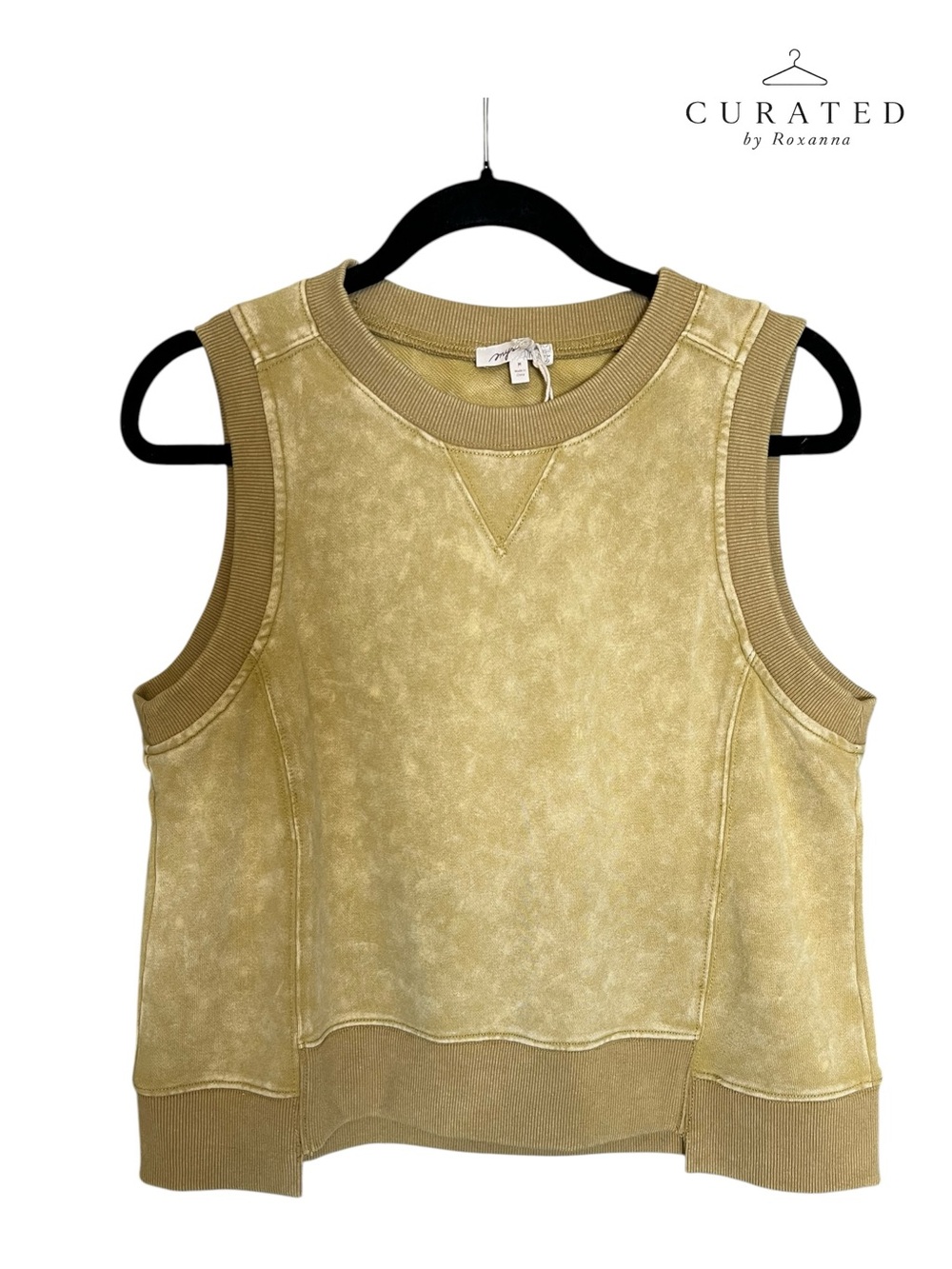 Mystree NWT Mineral Wash Sleeveless Sweatshirt Vest | Medium | Marigold